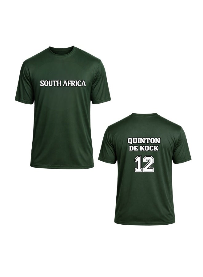 PRINTSHOP4ME South Africa Sports Jersey–Dry-Fit Unisex T-Shirt With “SOUTH AFRICA” Front And “QUINTON DE KOCK 12” Back–Lightweight Match & Casual Wear - Image 1